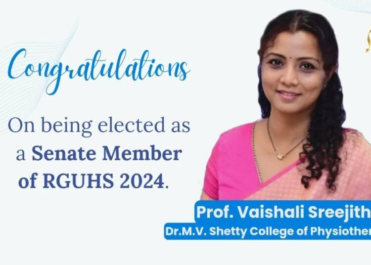 Congratulations to Prof. Vaishali Sreejith on Being Elected as RGUHS Senate Member 2024