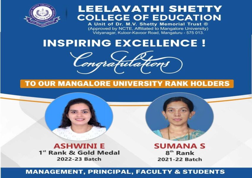 Congratulations to Mangalore University Rank Holders